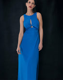 VESTIDO COM DECOTE HALTER E MOULAGE - AZUL