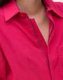 Macacão com Amarração na Cintura - Cereja