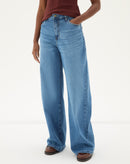 CALÇA JEANS WIDE LEG CINTURA ALTA - AZUL MÉDIO
