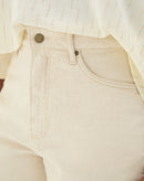 CALÇA MOM CROPPED SARJA - BEGE