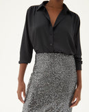 Saia Midi Tubo de Paetê - Prata