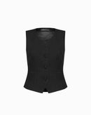 COLETE SLIM COM BOTÃO FORRADO ALFAIATARIA - PRETO