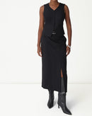 SAIA MIDI COM FENDAS ALFAIATARIA - PRETO