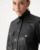 JAQUETA DE COURO DELUXE 2 BOLSOS - PRETO