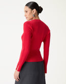 SUÉTER TRICOT GOLA CARECA - VERMELHO