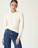 SUÉTER TRICOT GOLA CARECA - OFF-WHITE