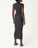 VESTIDO MIDI TRICOT RIB - CINZA MESCLA ESCURO