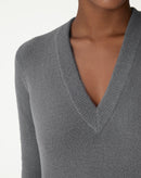 VESTIDO MÍDI TRICOT MANGA LONGA - CHUMBO