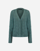CARDIGAN TRICOT PONTO DIFERENCIADO - VERDE