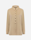 CAMISA ALONGADA COM FENDA - BEGE