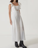 VESTIDO MIDI DE TRICOLINE - OFF-WHITE