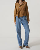 Calça Jeans Reta Cintura Alta - Azul Médio