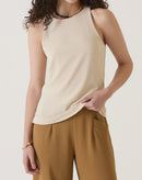 BLUSA SEM MANGAS DE CREPE - AREIA