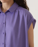 CAMISA MANGA CURTA DE CETIM - ROXO