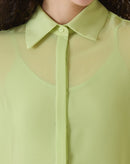 CAMISA MANGA LONGA COM TRANSPARÊNCIA - VERDE