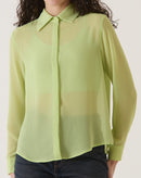 CAMISA MANGA LONGA COM TRANSPARÊNCIA - VERDE