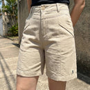 [Leve 5, Pague 3] Bermuda Viena Feminina em Linho e Algodão de Cintura Alta com Nervuras Frontais